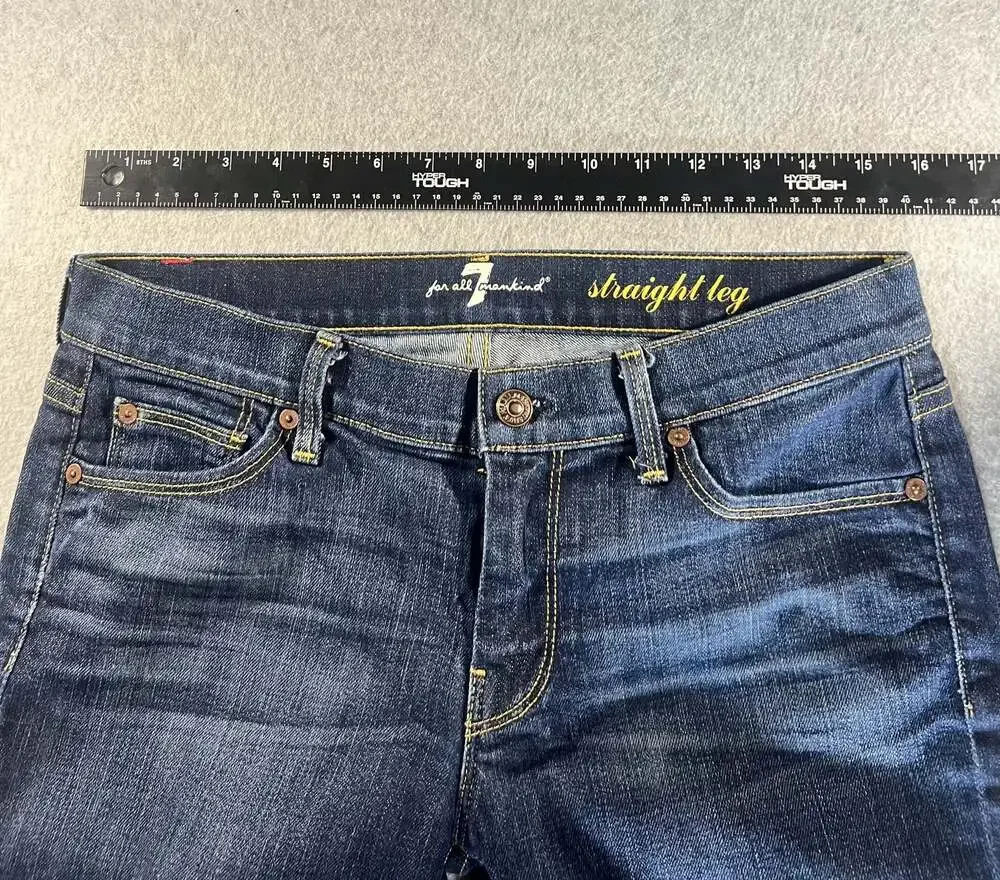 7 For All Mankind Jeans‎ Women 28 The Straight Leg Mid Rise Stretch Blue Denim